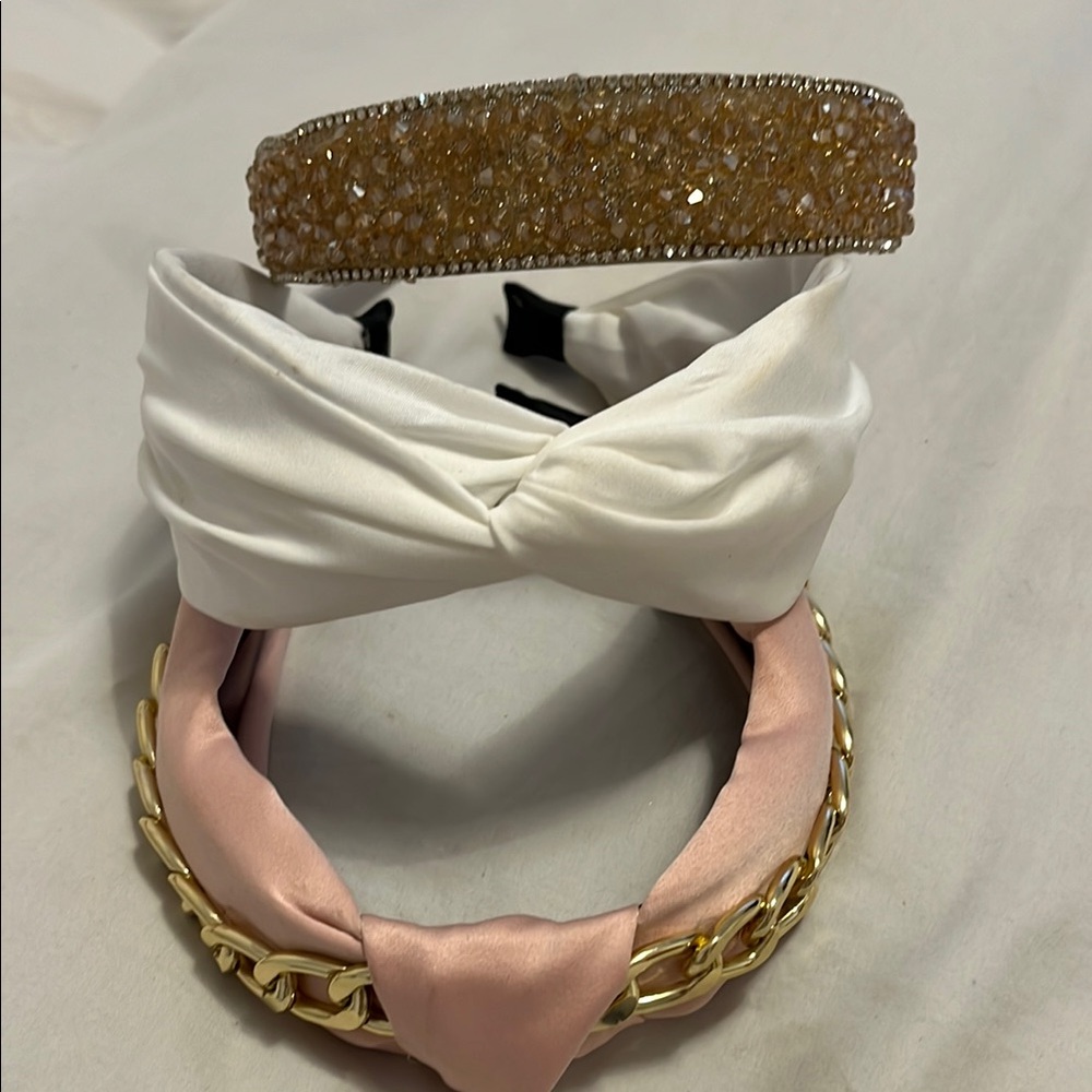 🆕Elegant Pink and White Headband Set brand new never worn